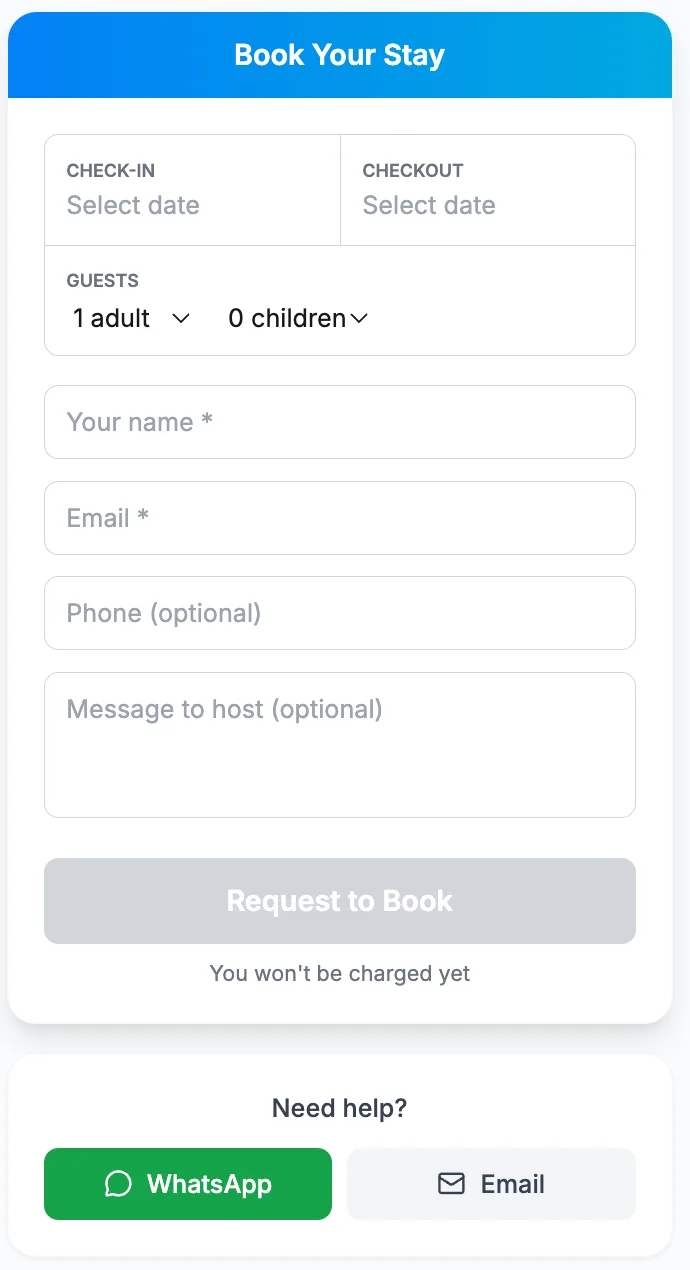 Booking Form on Your Own Website