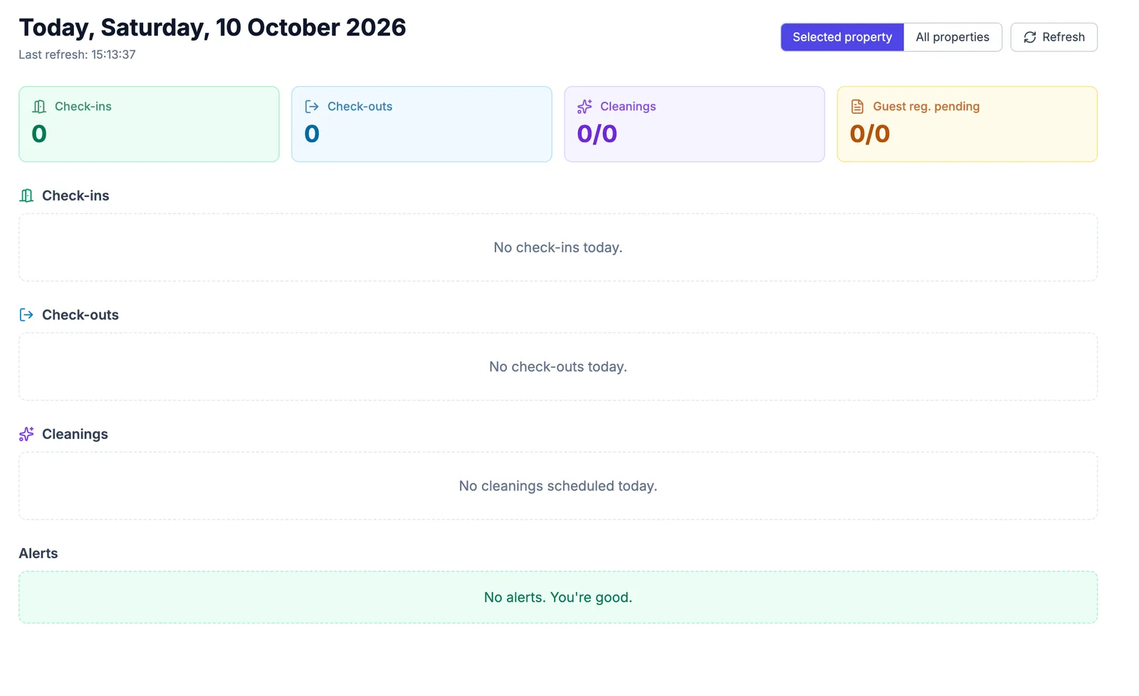 Screenshot of the Today dashboard and command palette